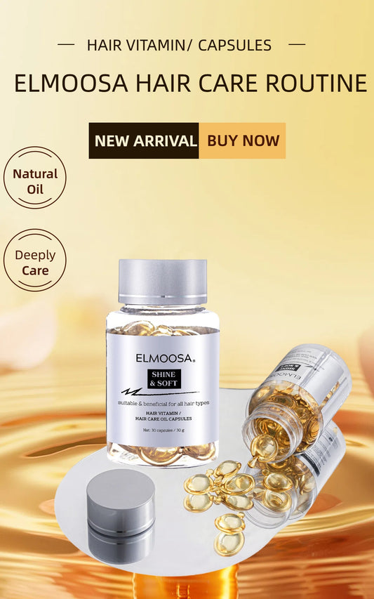 ELMOOSA Caviar Hair Oil Capsules – Daily Hair Vitamins with Camellia & Essential Oils